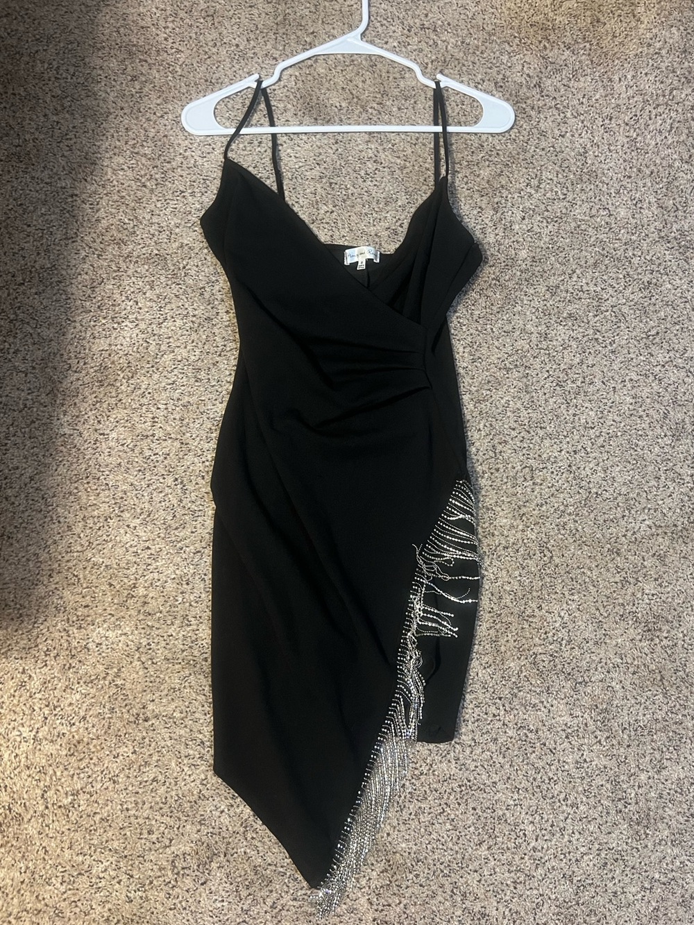 Honey and Rosie Black
Asymmetrical Dress with Rhinestone Trim
